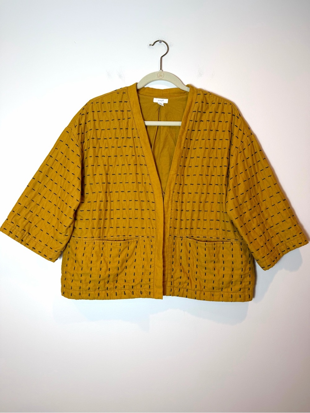 J.Jill Pure Jill Kantha Quilted Kimono Jacket Goldenrod Yellow